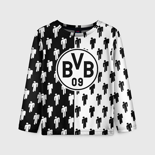 Детский лонгслив Borussia черно белые люди / 3D-принт – фото 1