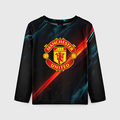 Детский лонгслив Манчестер Юнайтед абстракция / 3D-принт – фото 1