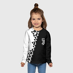 Лонгслив детский Juventus черно белая геометрия текстура, цвет: 3D-принт — фото 2