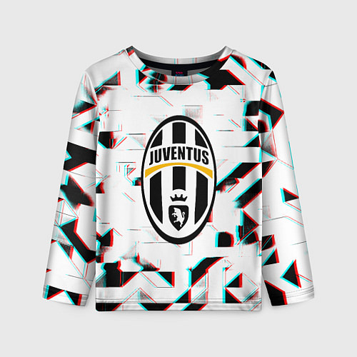 Детский лонгслив Ювентус геометрия глитч / 3D-принт – фото 1