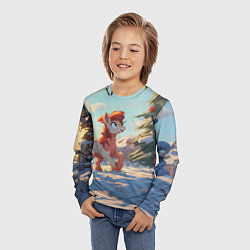 Лонгслив детский Лошадка любуется елкой, цвет: 3D-принт — фото 2