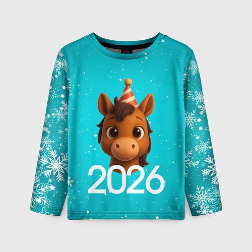 Детский лонгслив Голова лошадки / 3D-принт – фото 1