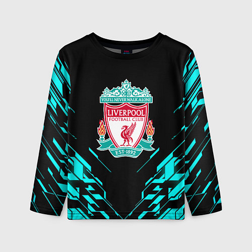 Детский лонгслив Ливерпуль неон геометрия / 3D-принт – фото 1