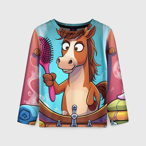 Детский лонгслив Лошадка с расческой / 3D-принт – фото 1