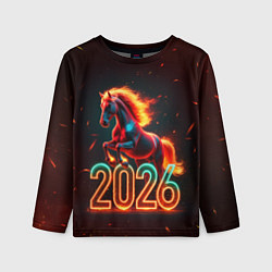 Лонгслив детский Светящаяся лошадь 2026, цвет: 3D-принт