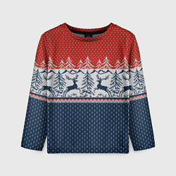 Детский лонгслив Вязаный узор с оленями
