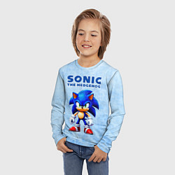 Лонгслив детский Соник - синий ёж, цвет: 3D-принт — фото 2