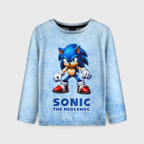 Детский лонгслив Sonic - синий ёж / 3D-принт – фото 1