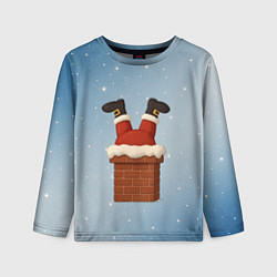 Детский лонгслив Санта торчит из трубы