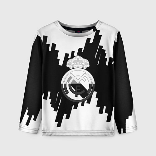 Детский лонгслив Реал Мадрид белая геометрия / 3D-принт – фото 1
