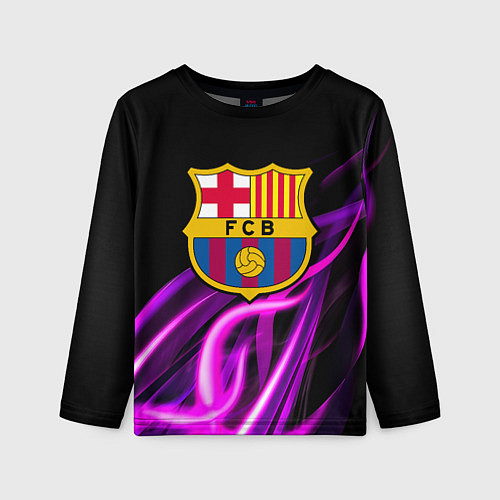 Детский лонгслив Барселона неоновый огонь текстура / 3D-принт – фото 1