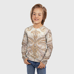 Лонгслив детский Перламутровый орнамент с перьями, цвет: 3D-принт — фото 2