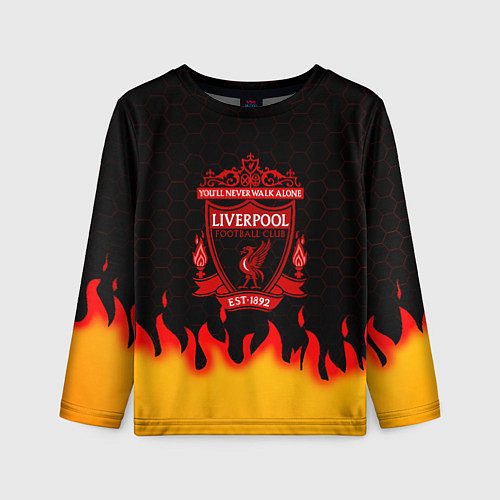 Детский лонгслив Liverpool огонь спорт / 3D-принт – фото 1