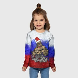 Лонгслив детский Новогодний медведь РФ, цвет: 3D-принт — фото 2