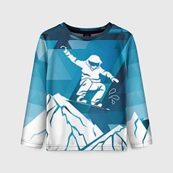 Лонгслив детский Горы и сноубордист, цвет: 3D-принт