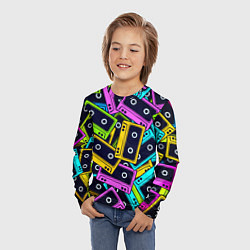 Лонгслив детский Неоновые кассеты, цвет: 3D-принт — фото 2
