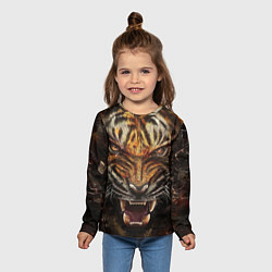 Лонгслив детский Разъяренный тигр, цвет: 3D-принт — фото 2