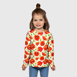 Лонгслив детский Маки, цвет: 3D-принт — фото 2