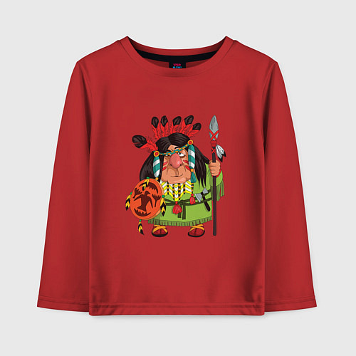 Детский лонгслив Забавные Индейцы 8 / Красный – фото 1