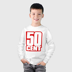 Лонгслив хлопковый детский 50 cent, цвет: белый — фото 2