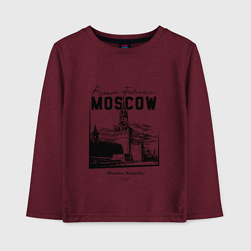 Детский лонгслив Moscow Kremlin 1147 / Меланж-бордовый – фото 1