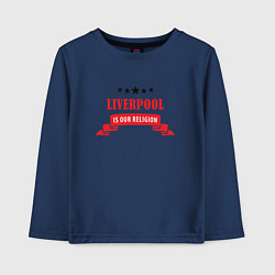 Лонгслив хлопковый детский Liverpool is our religion, цвет: тёмно-синий