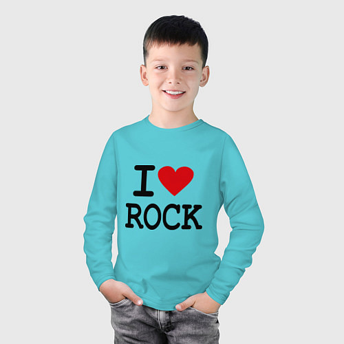 Детский лонгслив I love Rock / Бирюзовый – фото 3