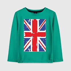 Лонгслив хлопковый детский Британский флаг, цвет: зеленый