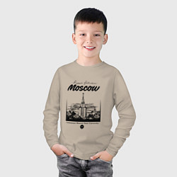 Лонгслив хлопковый детский Moscow State University, цвет: миндальный — фото 2