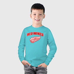 Лонгслив хлопковый детский Detroit Red Wings, цвет: бирюзовый — фото 2