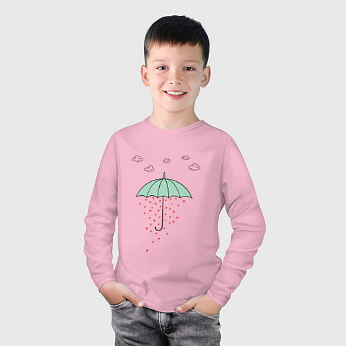 Детский лонгслив Любовный дождик / Светло-розовый – фото 3