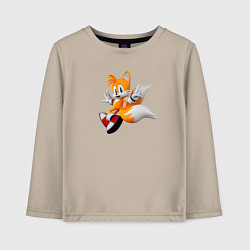 Лонгслив хлопковый детский Лисенок Тейлз, цвет: миндальный