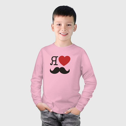 Детский лонгслив Носи усы! Wear mustache! / Светло-розовый – фото 3