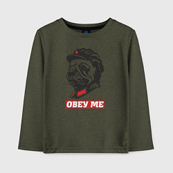 Лонгслив хлопковый детский Obey me. Подчиняйся мне!, цвет: меланж-хаки