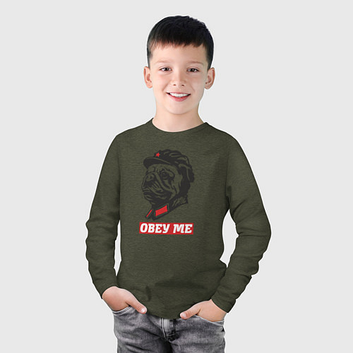 Детский лонгслив Obey me. Подчиняйся мне! / Меланж-хаки – фото 3