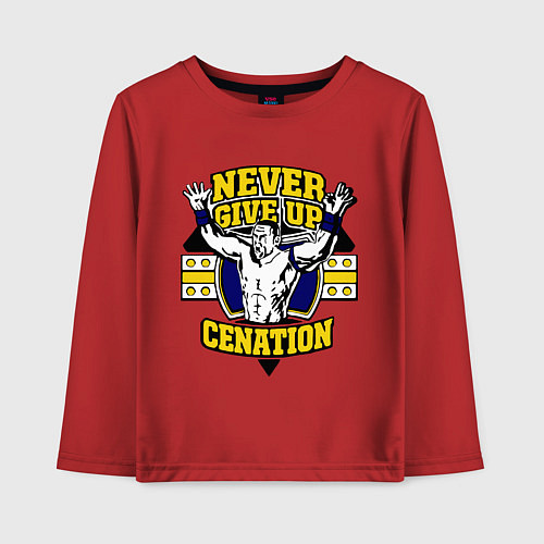 Детский лонгслив Never Give Up: Cenation / Красный – фото 1