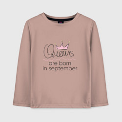 Лонгслив хлопковый детский Королевы рождаются в сентябре, цвет: пыльно-розовый