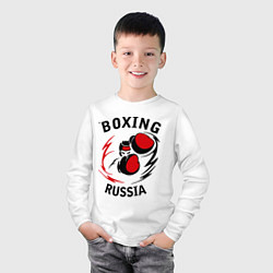 Лонгслив хлопковый детский Boxing Russia Forever, цвет: белый — фото 2