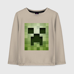 Лонгслив хлопковый детский Мinecraft creeper, цвет: миндальный