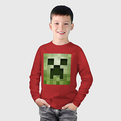 Лонгслив хлопковый детский Мinecraft creeper, цвет: красный — фото 2