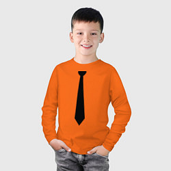 Лонгслив хлопковый детский Галстук, цвет: оранжевый — фото 2