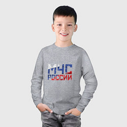 Лонгслив хлопковый детский МЧС России, цвет: меланж — фото 2