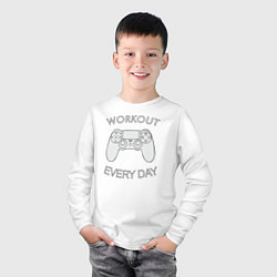 Лонгслив хлопковый детский WorkOut Every Day, цвет: белый — фото 2