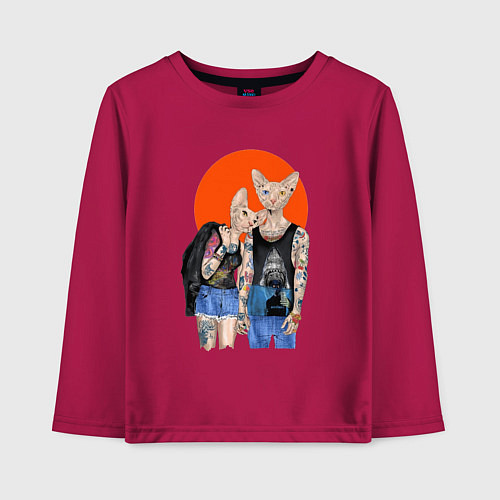 Детский лонгслив Любовь сфинксов / Маджента – фото 1