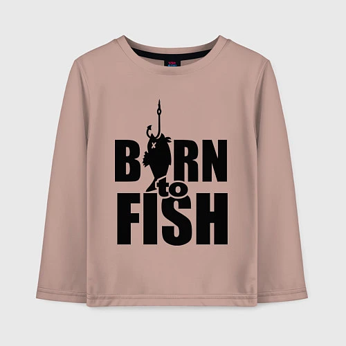 Детский лонгслив Born to fish / Пыльно-розовый – фото 1