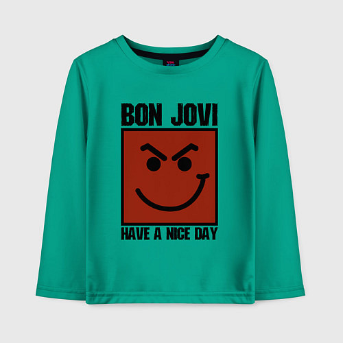 Детский лонгслив Bon Jovi: Have a nice day / Зеленый – фото 1