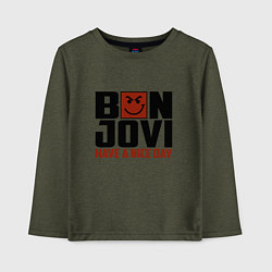 Лонгслив хлопковый детский Bon Jovi: Nice day, цвет: меланж-хаки