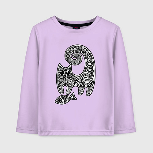 Детский лонгслив Кот3 / Лаванда – фото 1