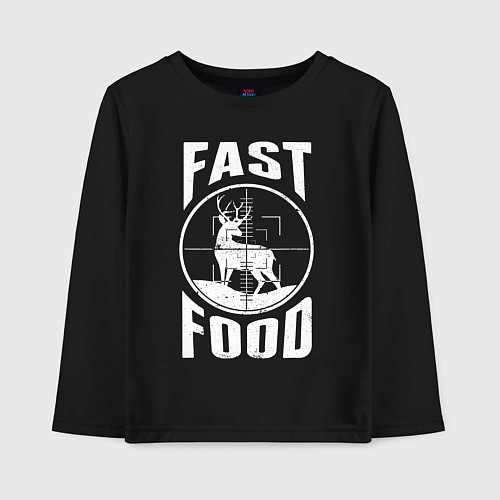 Детский лонгслив FAST FOOD олень в прицеле / Черный – фото 1