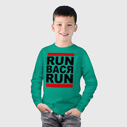 Лонгслив хлопковый детский Run Вася Run, цвет: зеленый — фото 2